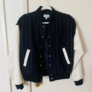 Steve Madden Black Pinstripe Bomber Jacket